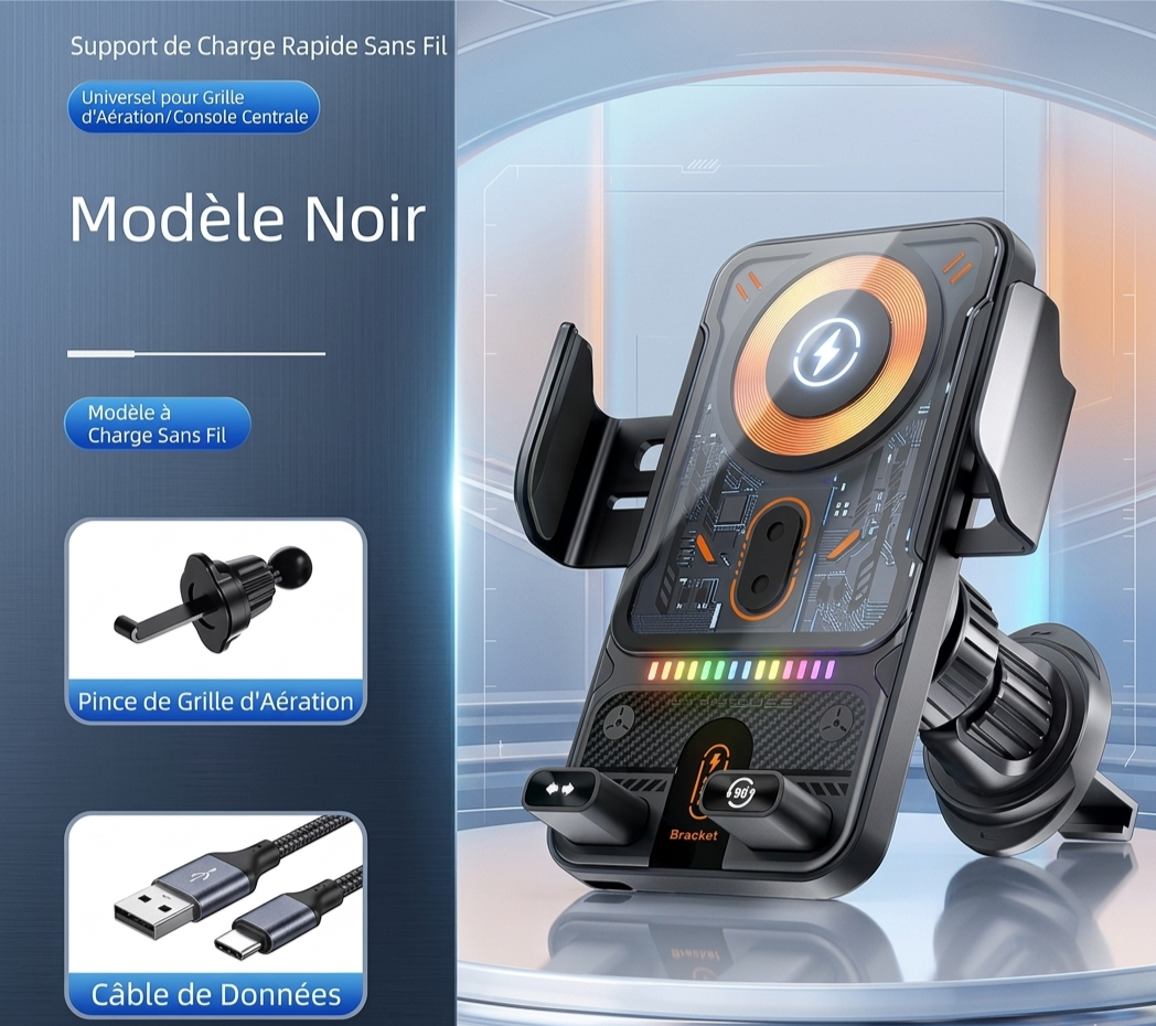 Le Support Téléphone Intelligent pour voiture AutoLock™ Qui Recharge, Verrouille et Stabilise Votre Téléphone Sans Effort