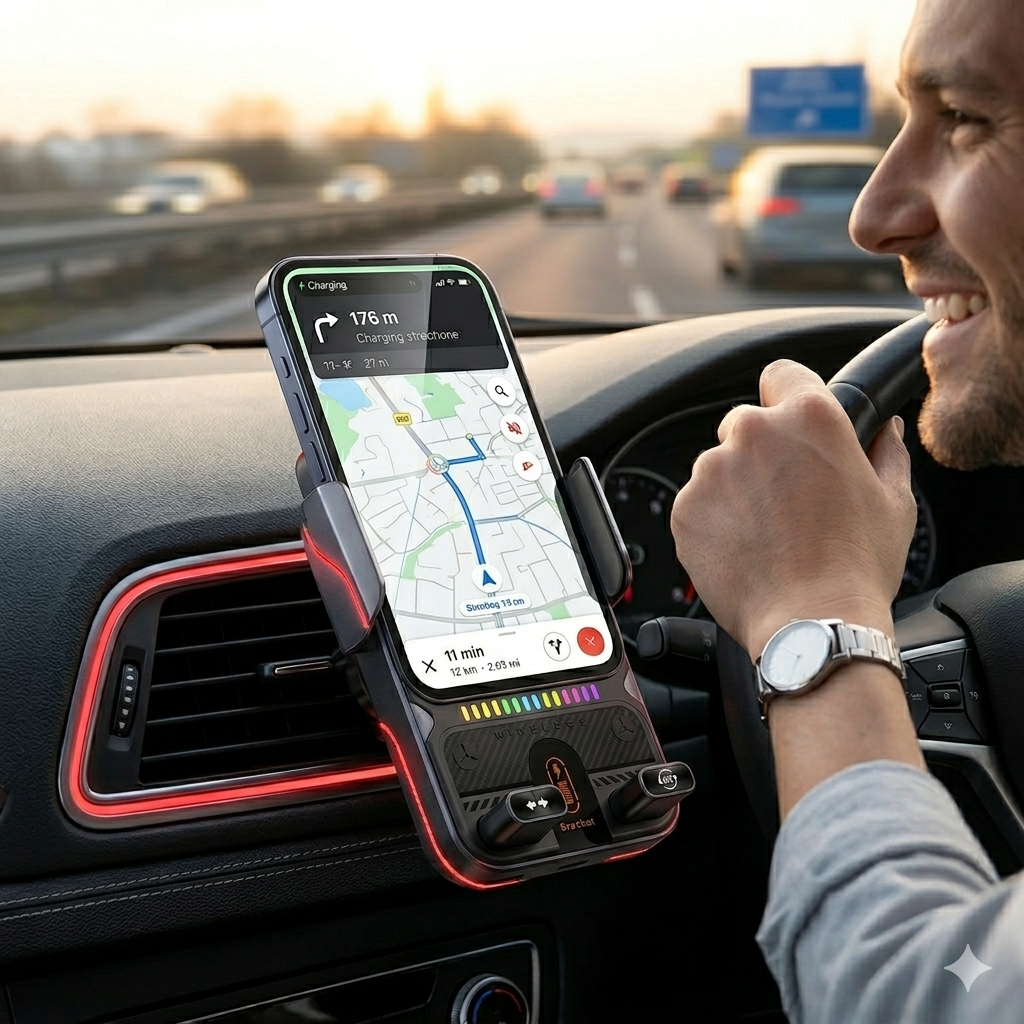 Le Support Téléphone Intelligent pour voiture AutoLock™ Qui Recharge, Verrouille et Stabilise Votre Téléphone Sans Effort