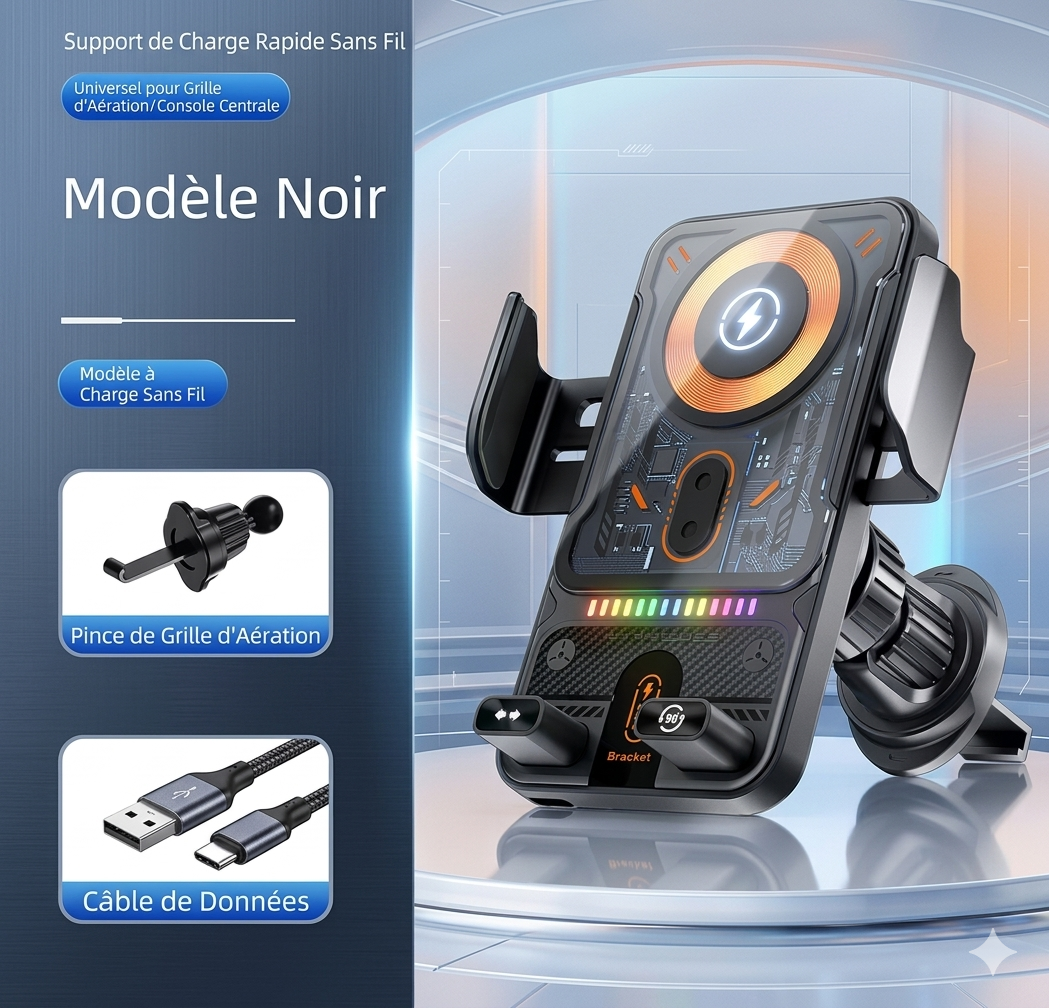 Le Support Téléphone Intelligent pour voiture AutoLock™ Qui Recharge, Verrouille et Stabilise Votre Téléphone Sans Effort