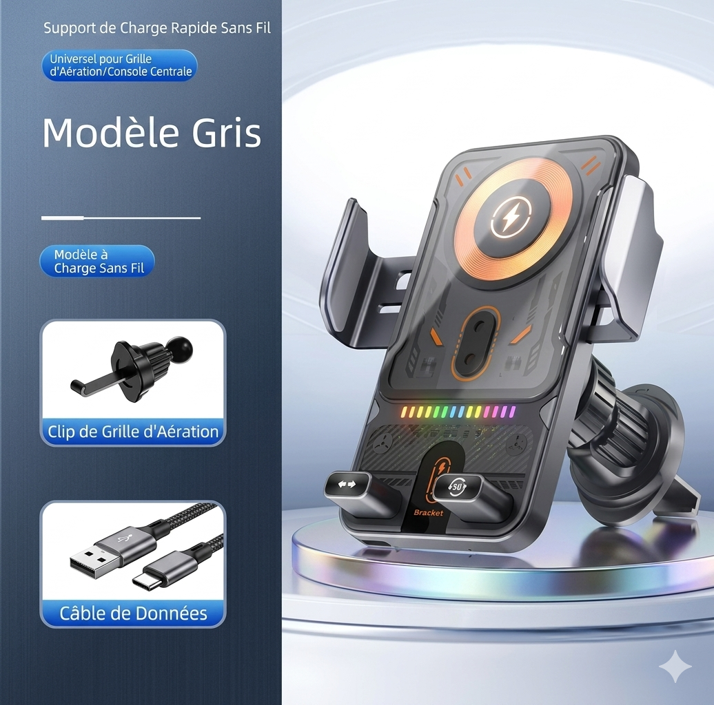Le Support Téléphone Intelligent pour voiture AutoLock™ Qui Recharge, Verrouille et Stabilise Votre Téléphone Sans Effort