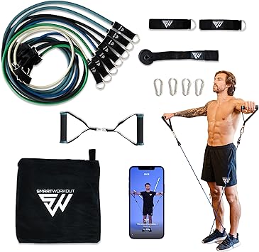 Ensemble de bandes de résistance TPE, 11 pièces, bande de Fitness, corde de traction, bande d'entraînement élastique avec poignées d'ancrage de porte, sac de transport, sangles de cheville pour jambes