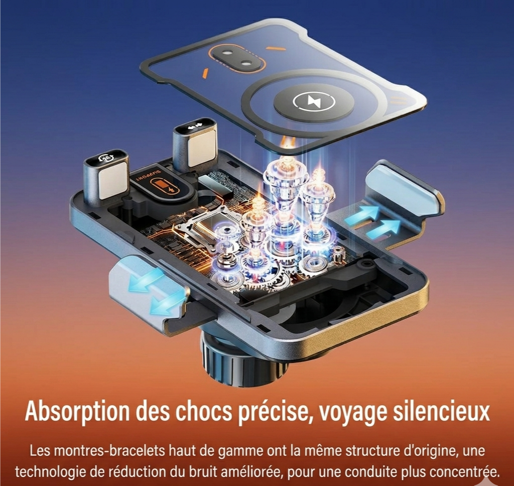 Le Support Téléphone Intelligent pour voiture AutoLock™ Qui Recharge, Verrouille et Stabilise Votre Téléphone Sans Effort